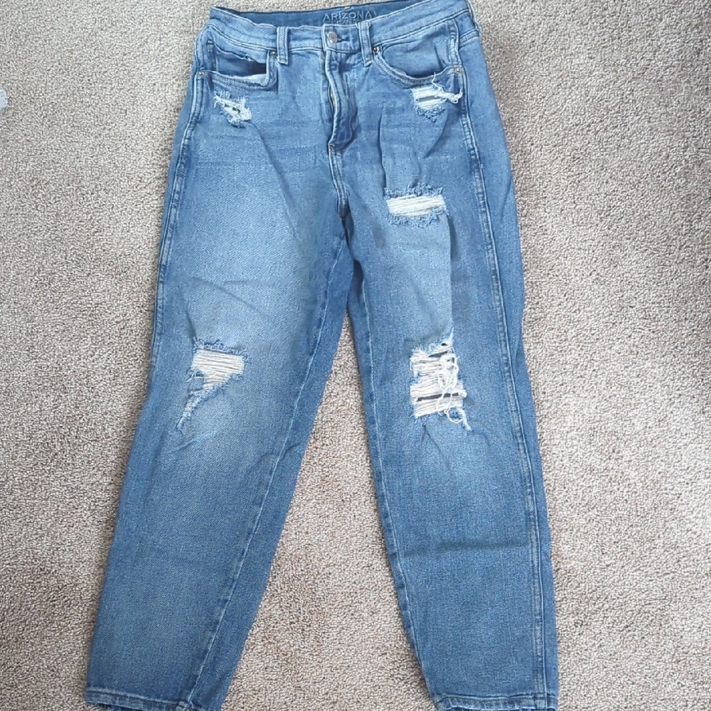 Arizona Jean Company Women's Distressed Blue Boyfriend Jeans